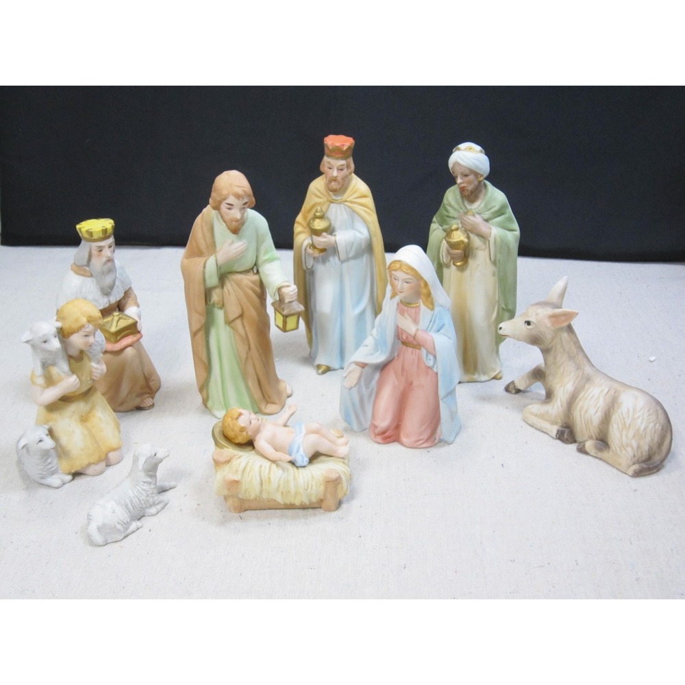 Vintage Homco 5603 Porcelain Nativity Set 9 Piece Christmas Home Interiors